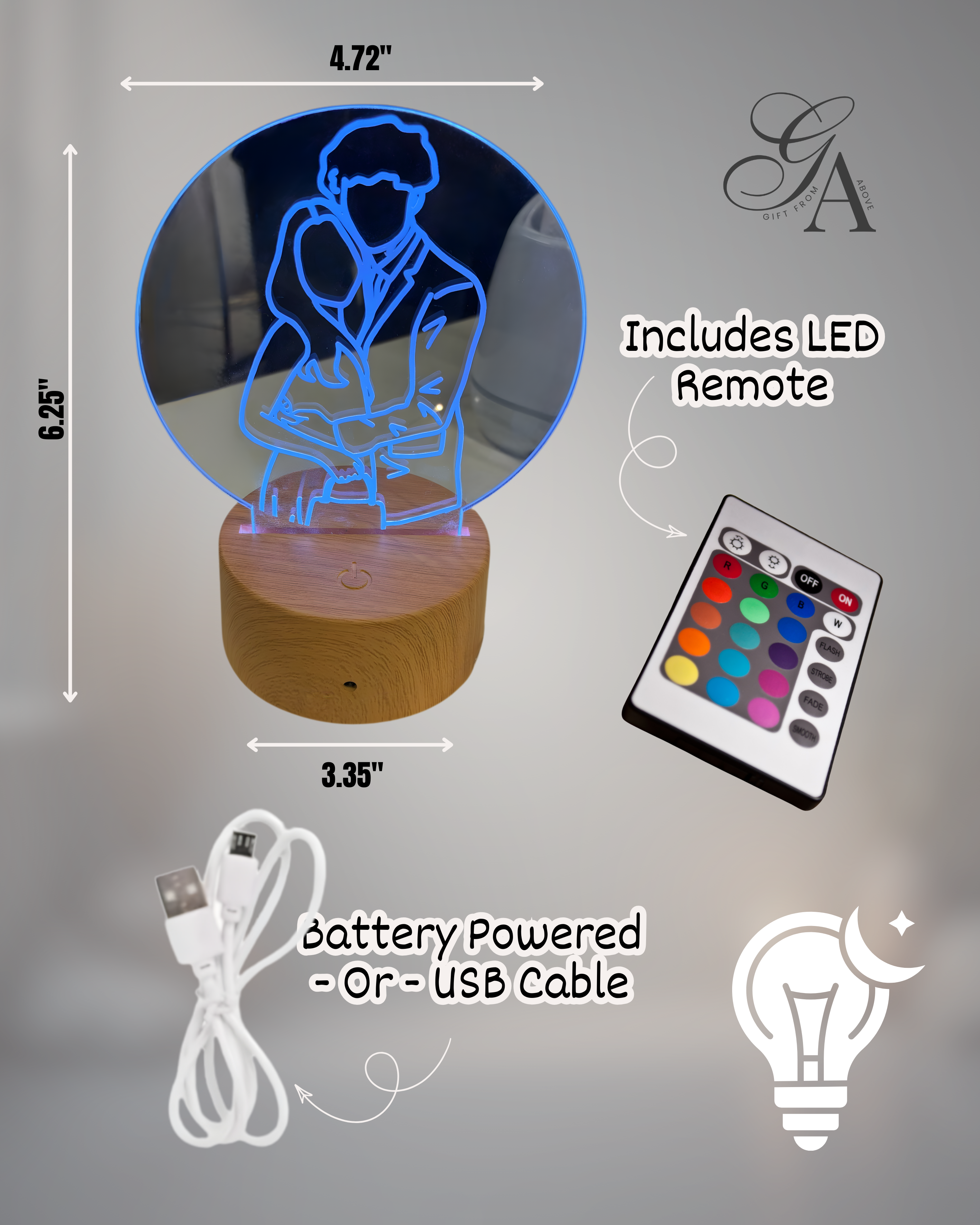 Custom Photo Night Light – Personalized LED Acrylic Light with Remote | Outline Photo Light | Unique Gift for Couples, Bestfriends & Families